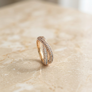 LISAJEWELLERS Imitation Rhodium Plated Brass <b>Ring</b> Luxury Crossover Micro Pave Square CZ Twisted <b>Statement</b> Wedding Finger <b>Ring</b> - Product Image 2