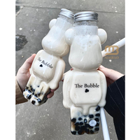 Nouvelle conception de bouteille en plastique en forme d'ours de 200 ml pour jus, café, thé à bulles, bouteille d'eau en plastique pour animaux de compagnie, bouteilles en plastique de 300 ml, 350 ml, 100 ml
