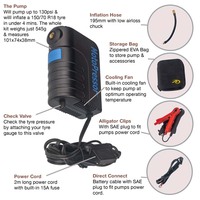 Compresseur d'air GTYPRO, pompe de poche MotoPressor V2, idéal pour moto, voiture, VTT, fera gonfler un pneu 150/70r18 à 36 PSI