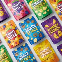 Sacs en Mylar imprimés sur mesure de qualité alimentaire avec impression numérique, anti-odeur, à fond plat, pour l'emballage de bonbons, de collations et de biscuits avec fermeture éclair
