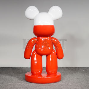 Nouveau design en fibre de verre taille réelle kaw Sculpture résine dessin animé ours <span class=keywords><strong>Statue</strong></span> intérieur décoration de la maison - Product Image 6