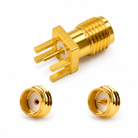 Fabrika Tedariki 50 Ohm 1.7mm Aralıklı SMA Dişi Jak Tam Pirinç PCB Panel Kenar Montajlı Fiş RF Koaksiyel Konnektörler
