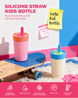 Bouteille personnalisée pour enfants avec logo personnalisé, 350 ml, en acier inoxydable 316, isolée sous vide, bouteille d'eau scolaire, fabricant en gros