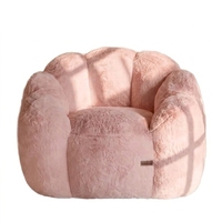 MAXYOYO Fauteuil pouf moderne en fausse fourrure PU, motif floral, ultra doux, avec accoudoirs, rembourrage en mousse déchiquetée, grand canapé pour salon