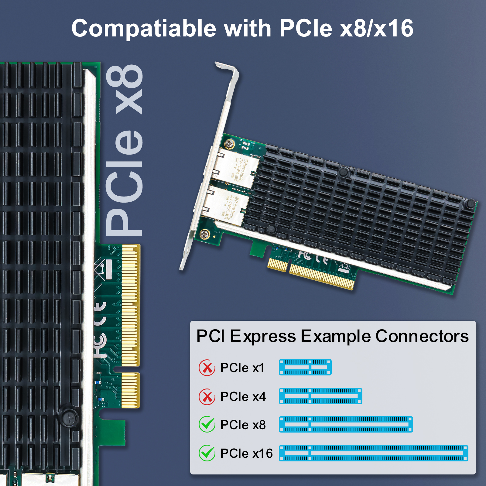 10GB PCIE LANカードIntel X540-AT2 。Win10では認識、動作ともOKです