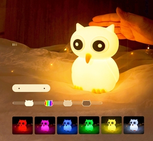 <span class=keywords><strong>Led</strong></span> USB có thể sạc lại mềm Silicone ánh sáng ban đêm phim hoạt hình cú vỗ đèn phòng ngủ trang trí nội thất cảm biến cảm ứng bảng ánh sáng - Product Image 5