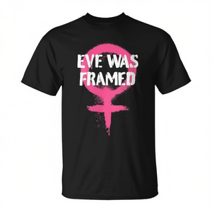 T-shirt graphique punk féministe « Eve Was Framed » unisexe pour adulte, col rond, manches courtes, imprimé en sérigraphie - Product Image 2