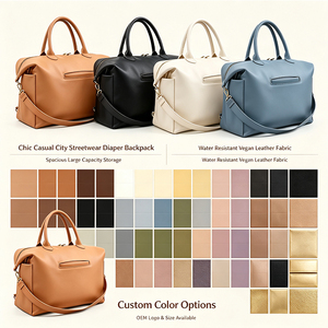 Vente en gros grand sac à couches en cuir végétalien imperméable multifonctionnel maman couche sac à dos bébé nouveau-né sacs à dos de voyage - Product Image 3