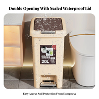 Cubo de Basura con Pedal y Doble Tapa, Contenedor de Residuos de Plástico Sellado e Impermeable para Baño, Cocina y Hogar