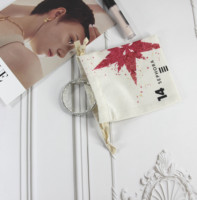 Pochette en mousseline de coton et lin de luxe, colorée, pour cadeaux, bonbons, bijoux, clés, anti-poussière, avec logo personnalisé, pour mariage et fête