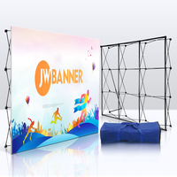 Support de bannière télescopique pop-up avec graphique en tissu tendu personnalisé comme équipement publicitaire pour l'affichage de fond d'exposition