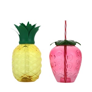 Gobelet en plastique en forme d'ananas avec paille, en PET de qualité alimentaire, pour fête, vaisselle unisexe - Product Image 4
