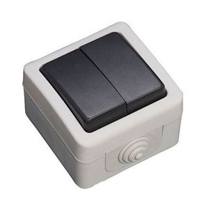 Interruttore doppio impermeabile 10A IP44, protezione contro acqua e polvere, ideale per interni ed esterni, controlla due punti di - Product Image 1