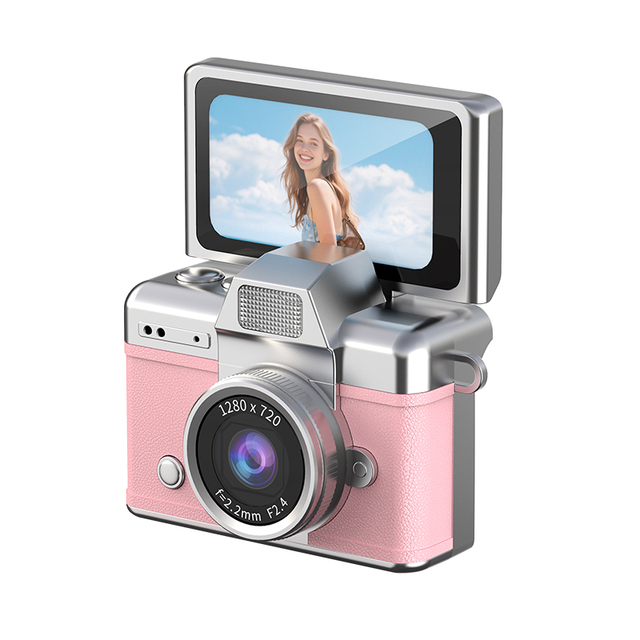 Mini Retro Photo Camera with Flipscreen Tiny Keychain Camera 1080p Fhd Video Digital Camera