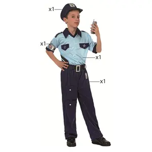 Haikyuu Men's Short Sleeve Police Officer Uniform Halloween Costume with Cap