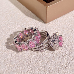 Set di Anelli di Lusso Geometrici Quadrati e Ovali con Zirconi per Donne, Gioielli Eleganti e alla Moda - Product Image 6
