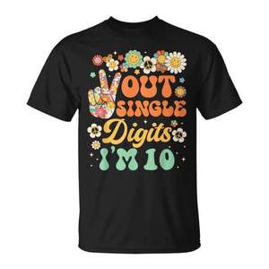 T-shirt Groovy per il 10° compleanno della ragazza, Peace Out Single Digits I'm 10 - Product Image 1