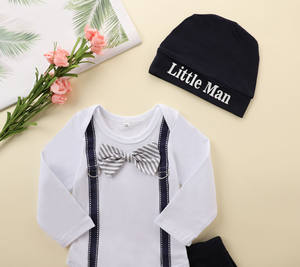 Ensembles de 3 pièces, pantalon brodé avec cravate, vêtements pour bébés garçons nouveau-nés, mode Little Man - Product Image 3