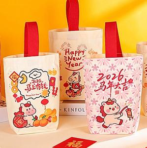 Bolsas de Compras de Lona de Algodón con Logotipo Personalizado, Plegables, para Almacenamiento de Comestibles, Regalos, Joyería, con Cierre de Cordón, Diseño de Dibujos Animados Impresos - Product Image 1