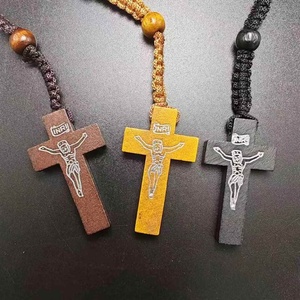 Collar con Colgante Cristiano en Forma de Cruz de Madera de Arce Tejida con Cordón de Cuatro Colores, Hecho a Mano, Ideal para Fiestas, ¡Gran Venta! - Product Image 4