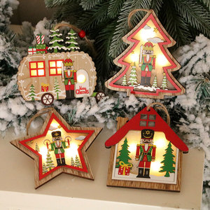 Christmas wooden decorations, colorful walnut soldiers, shopping mall and hotel scene decorations, Christmas <b>tree</b> <b>light</b>-up - Product Image 2