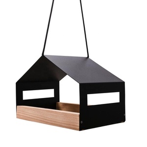 Moderna casa per uccelli vogue tipo appeso uccelli in legno nero accessori alimentatore cortile esterno decorazione del giardino casa per uccelli - Product Image 1