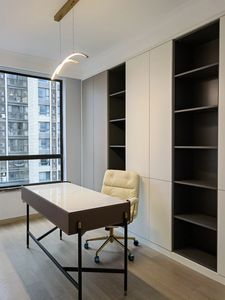 <span class=keywords><strong>Bureau</strong></span> <span class=keywords><strong>en</strong></span> bois gain de place avec bibliothèque intégrée, design minimaliste, maximise le rangement, minimise le désordre - Product Image 2