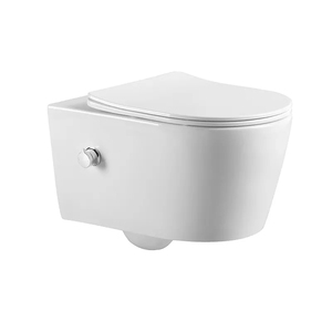 <span class=keywords><strong>2022</strong></span> nuevo diseño europeo Hotel moderno lavado sin montura P-trap blanco <span class=keywords><strong>Wc</strong></span> una pieza cerámica pared colgado inodoro - Product Image 3