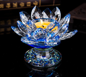 Honor of Crystal Fengshui Crystal <strong>Lotus</strong> Flower Glass Gift Home Craft Ornaments <strong>Candle</strong> <strong>Holders</strong> - Product Image 5