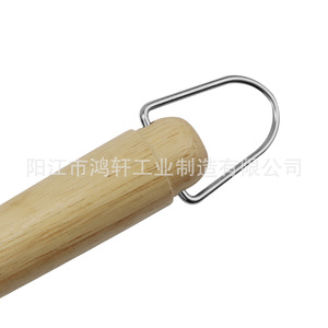 Brosse de nettoyage de cuisine en acier inoxydable avec manche en bois et fil de cuivre, type suspendu, long manche HX-CB019 - Product Image 5