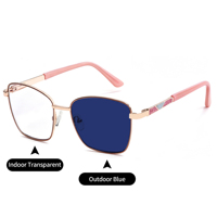 Lunettes photochromiques populaires anti-lumière bleue pour homme, avec protection UV400, monture métallique, verres photogray.