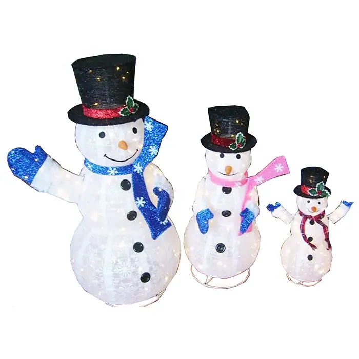 Pre-Lit Light Up 270 Lights indoor Outdoor Christmas Decoration Yard Decorations Collapsible inflatable Snowman Family 3 pieces