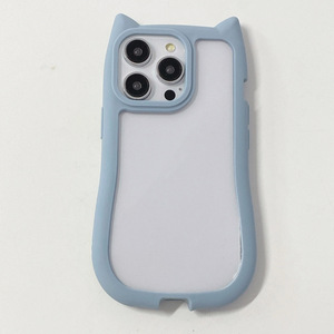 Funda de acrílico transparente de cobertura total con diseño de orejas de gato para iPhone 17, 16 Pro, funda protectora transparente, 15 de silicona. - Product Image 5