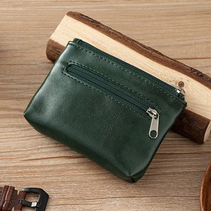 Vente directe usine – Porte-monnaie en cuir PU huilé pour homme et femme, petite pochette zippée, portefeuille vintage pour clés et cartes - Product Image 6
