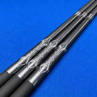 Queue de billard noire SQF, incrustation argentée, design sculpté, fût en fibre de carbone 1/2, joint en acier inoxydable, qualité professionnelle de luxe
