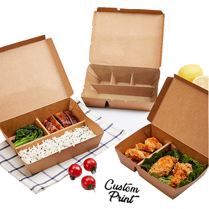 Microwave Safe 3 Compartments Custom Catering Packaging Paper Lunch Box Partition