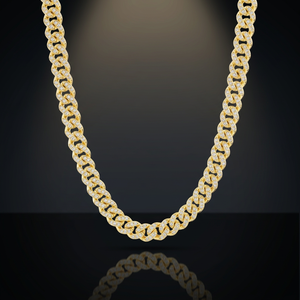 11mm VVS Moissanite 14K Gold Men's Iced Necklace Straight Edge <b>Box</b> Clasp <b>Lock</b> Cuban Link Chain AAAA Pearl - Product Image 3