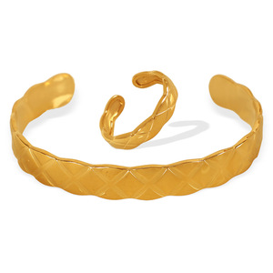 European Style Irregular Textured C Shape Bracelet <b>Set</b> <b>Gold</b> Silver Adjustable <b>Bangle</b> For Women Geometric Design - Product Image 5