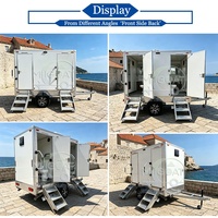 Remorque toilettes mobiles 2 postes avec marches en aluminium, unité sanitaire à essieu unique pour la location événementielle