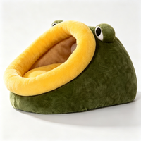 Lit pour animaux de compagnie en forme de grenouille, nouveauté, pour chats, nid pour chatons semi-fermé et chaud pour l'hiver, lit pour chien en peluche durable en forme d'animal