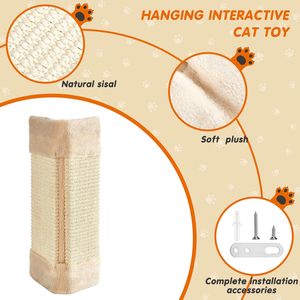 Tapis à gratter pour chat en sisal et bois écologiques de haute qualité, pliable, à suspendre au mur, pour coin de salon - Product Image 3