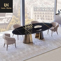 Ensemble de table à manger de luxe moderne avec plateau en marbre noir et base en acier inoxydable, table à manger personnalisée pour la maison, le bar ou la cuisine