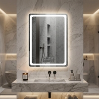 Miroir de salle de bain d'hôtel moderne éclairé par LED, miroir de vanité rétroéclairé avec capteur tactile, 3 couleurs réglables, anti-buée, pour salle de bain et douche