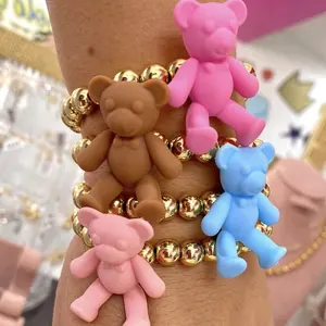 BD-L2915 Cute big bear charm bracelets holiday gifts copper beads bracelets girl 18k plating gold bracelet