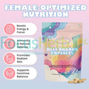 FocusHerb Women Balance Superfood Supplément 6 en 1 Gélules mélangées d'organes de boeuf nourris à l'herbe - Product Image 4