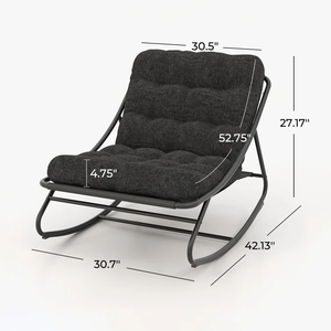 Chaise longue à bascule <span class=keywords><strong>Samba</strong></span> Deluxe grise de 330lb pour l'intérieur et l'extérieur avec coussin rembourré épais pour porche, jardin et arrière-cour - Product Image 5