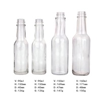 Bouteilles de sauce piquante en verre bon marché de 150ml Mini bouteille vide de sauce tomate au piment Bouteilles de sauce Tabasco avec bouchons en plastique