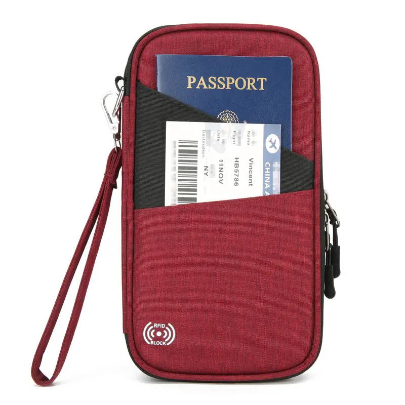 जिपर कस्टम लोगो आईडी बैग के साथ अनुकूलित बहुक्रियाशील डिजाइन आधुनिक पासपोर्ट केस चोरी-रोधी यात्रा वॉलेट