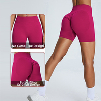 Pantaloncini da ciclista a vita alta a doppio strato all'ingrosso, con controllo pancia, vita elastica, traspiranti, elasticizzati in quattro direzioni, per allenamento in palestra