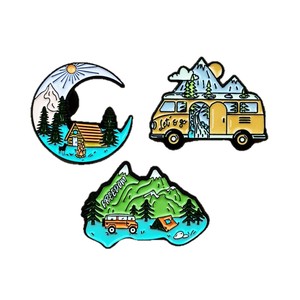 Spilla in lega con paesaggio creativo, a forma di montagna e <span class=keywords><strong>luna</strong></span>, accessorio smaltato per abbigliamento, zaino e decorazioni - Product Image 5